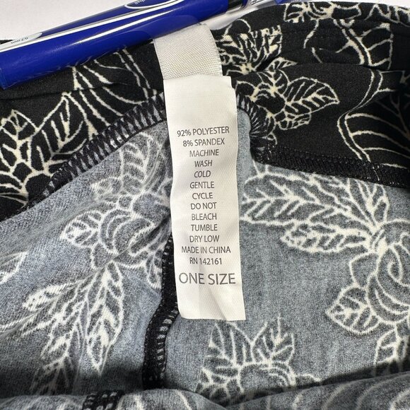 LuLaRoe Shoes Old Fashioned Black Cream Flowers Tea Party Leggings One Size OS - Picture 4 of 6